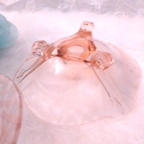 Pink Depression Glass Candlesticks Lattice Pattern - Picture 3 of 6